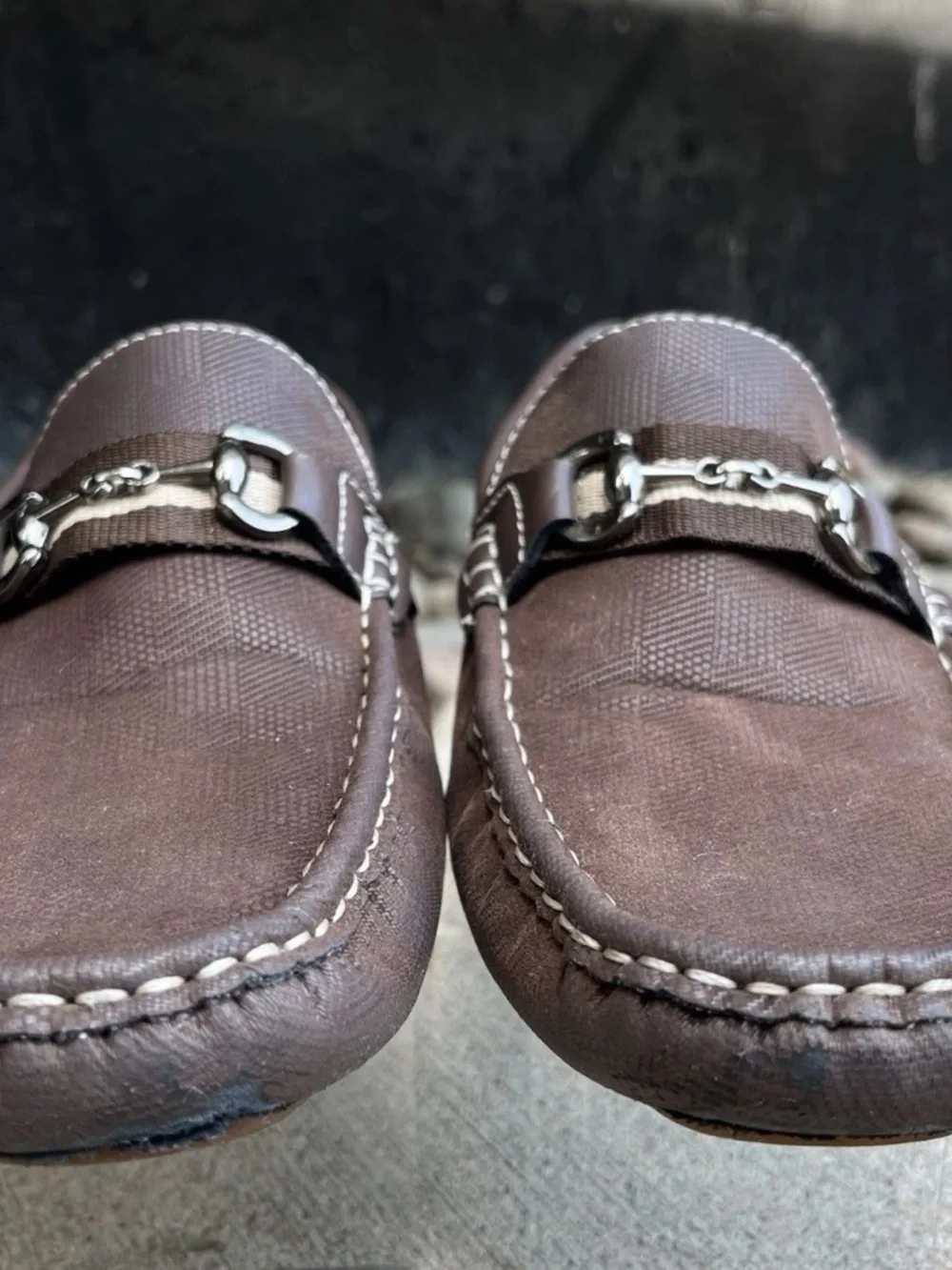 Bruno Marc Snaffle‎ Bit Micro Suede Brown Driving Loafers Santoni-03 Mens 9.5